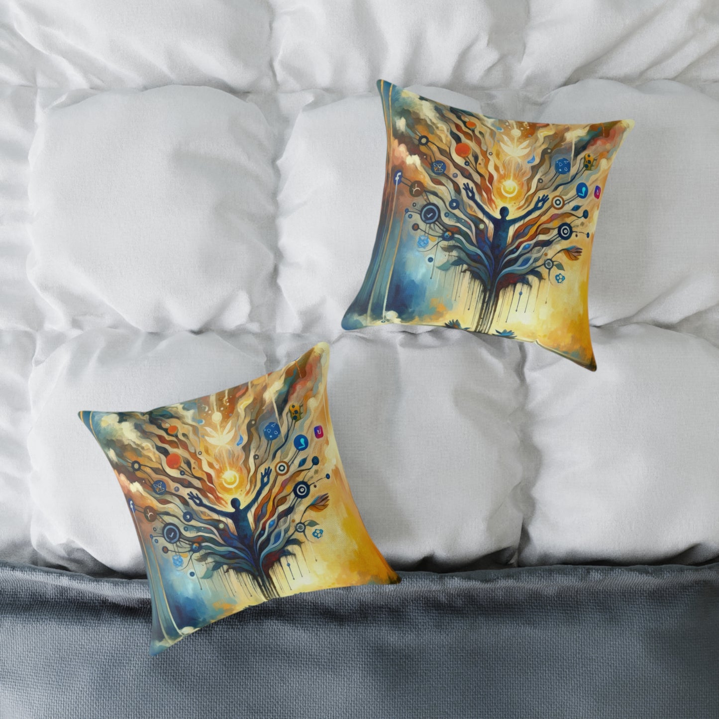 Reflective Digital Meditation Spun Polyester Pillow