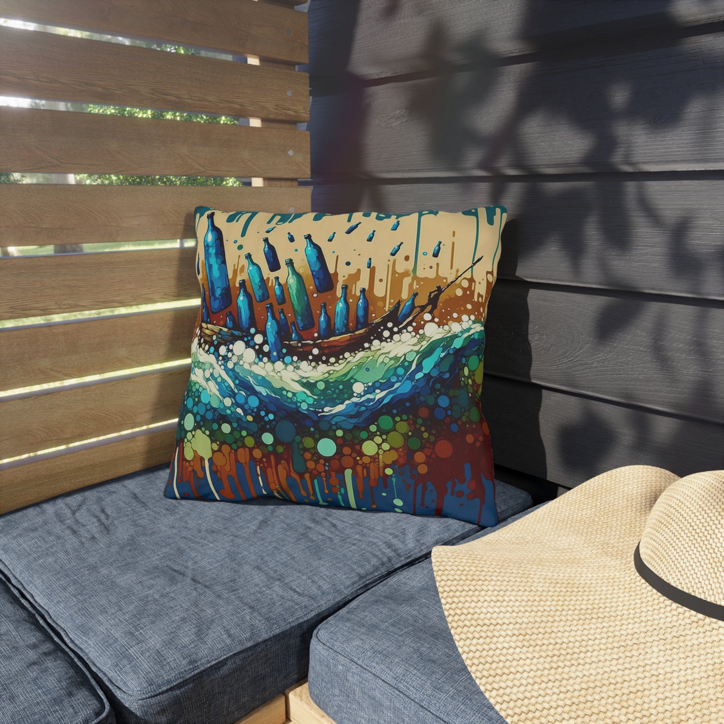 Oceanic Bottle Rescue Outdoor Pillows