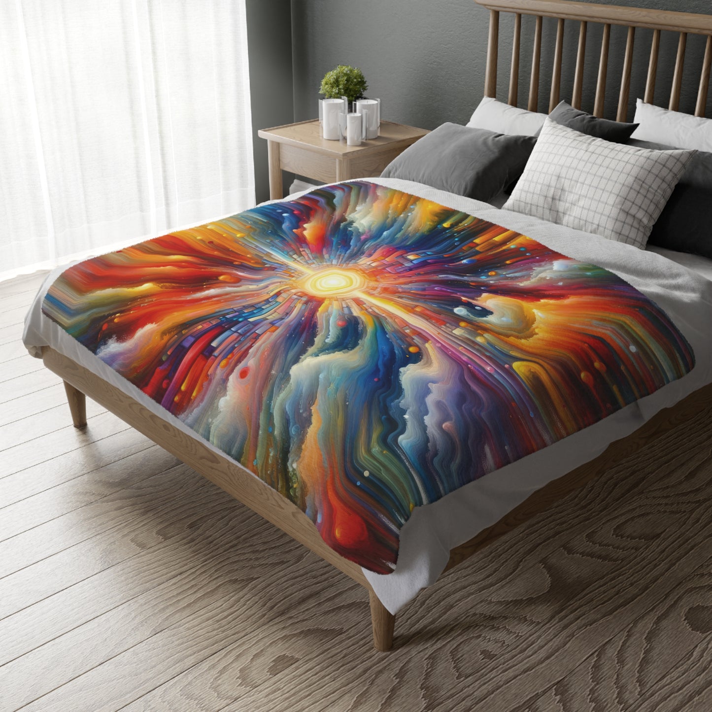 Kaleidoscopic Tachism Breath Velveteen Microfiber Blanket (Two-sided print)