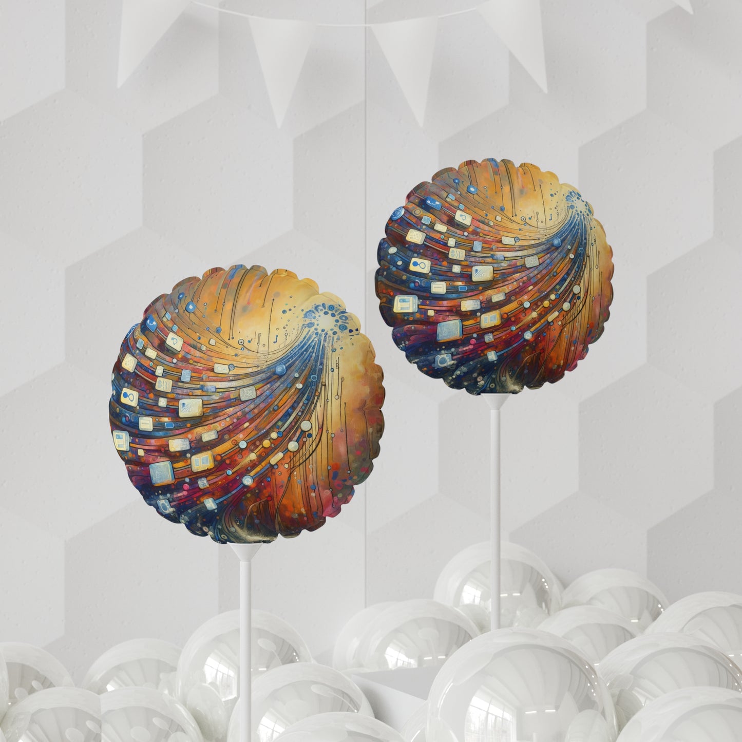 Digital Tapestry Weaving Balloon (Round and Heart-shaped), 11"