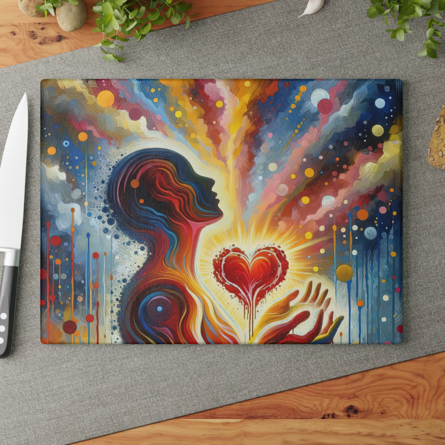 Unified Awakening Heart Glass Cutting Board