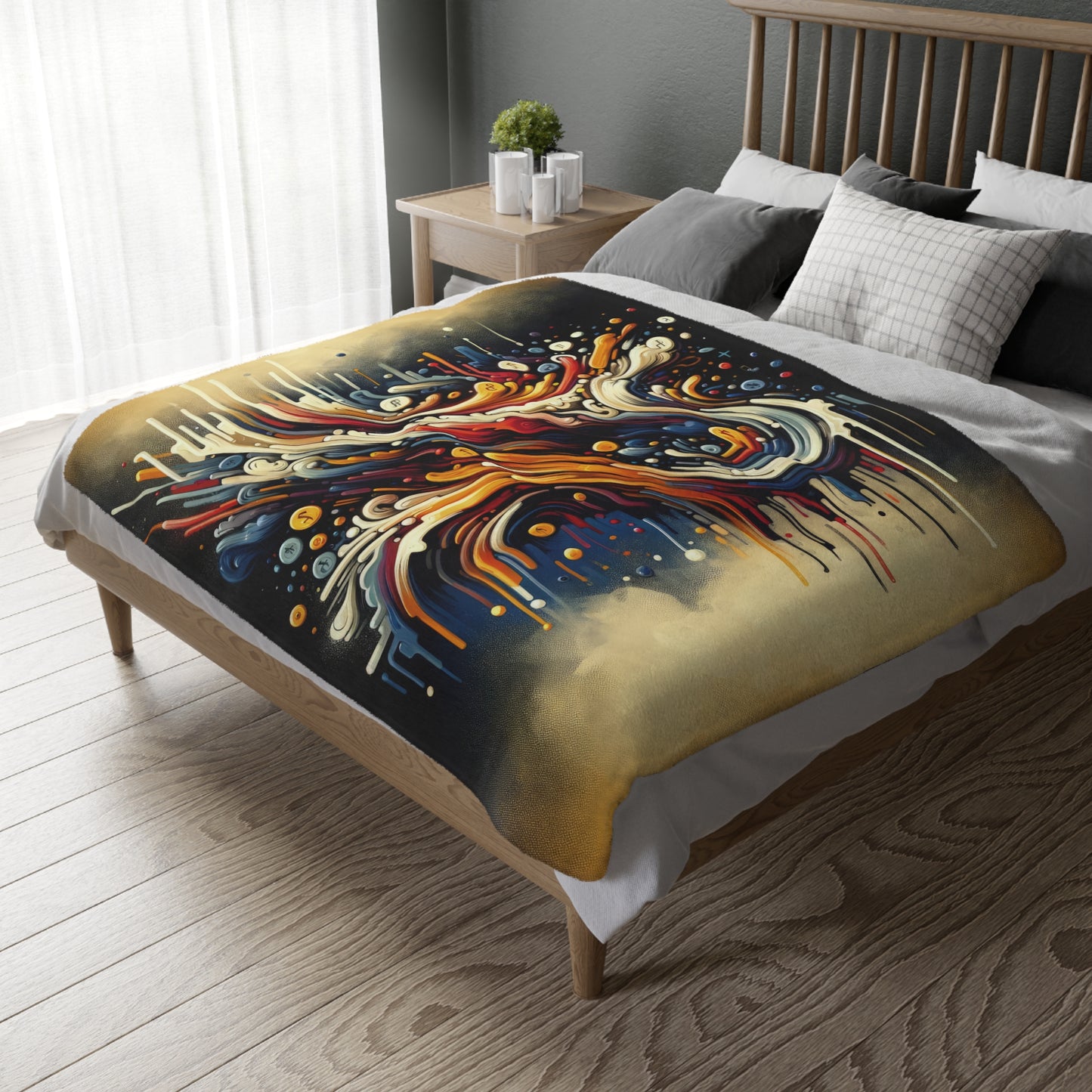Abstract Financial Flux Velveteen Microfiber Blanket (Two-sided print)