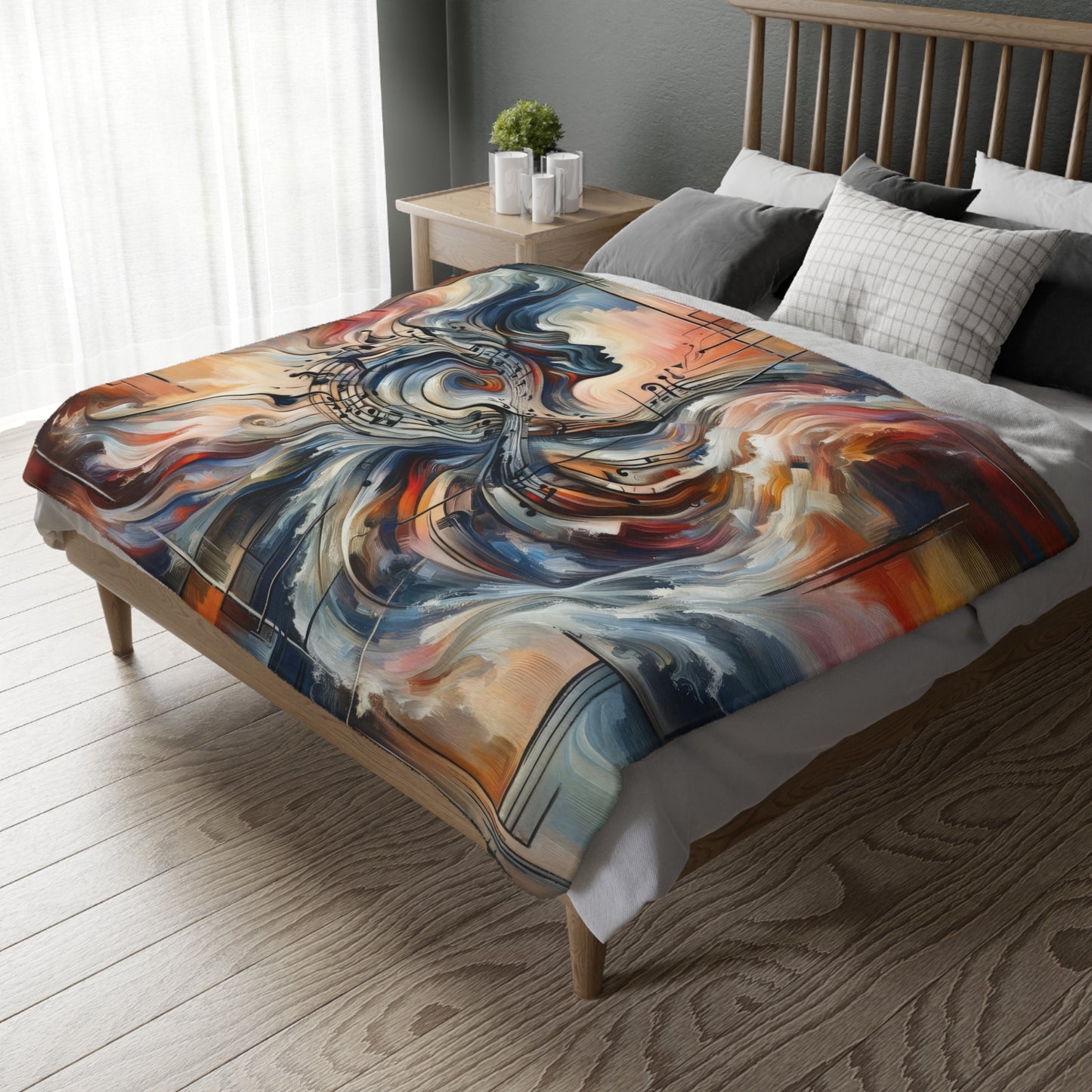Symphonic Empathic Swirls Velveteen Microfiber Blanket (Two-sided print)