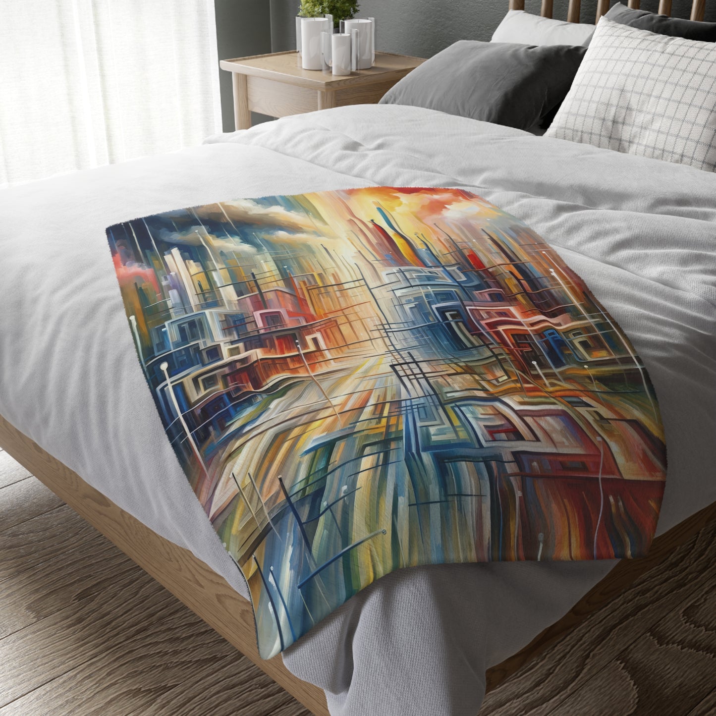 Urban Flow Interconnectedness Velveteen Microfiber Blanket (Two-sided print)