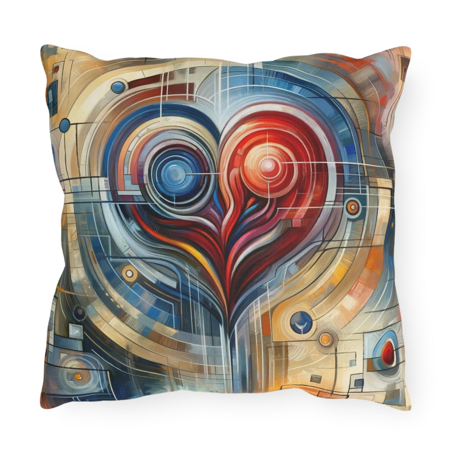 Techno Heart Harmony Outdoor Pillows