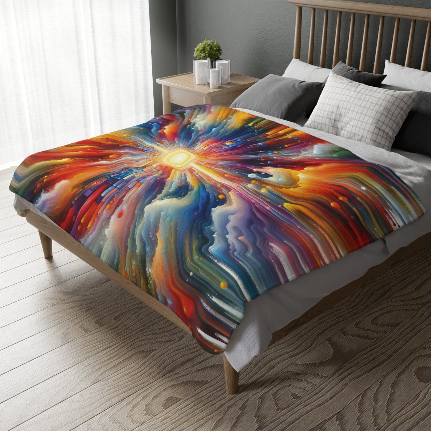 Kaleidoscopic Tachism Breath Velveteen Microfiber Blanket (Two-sided print)