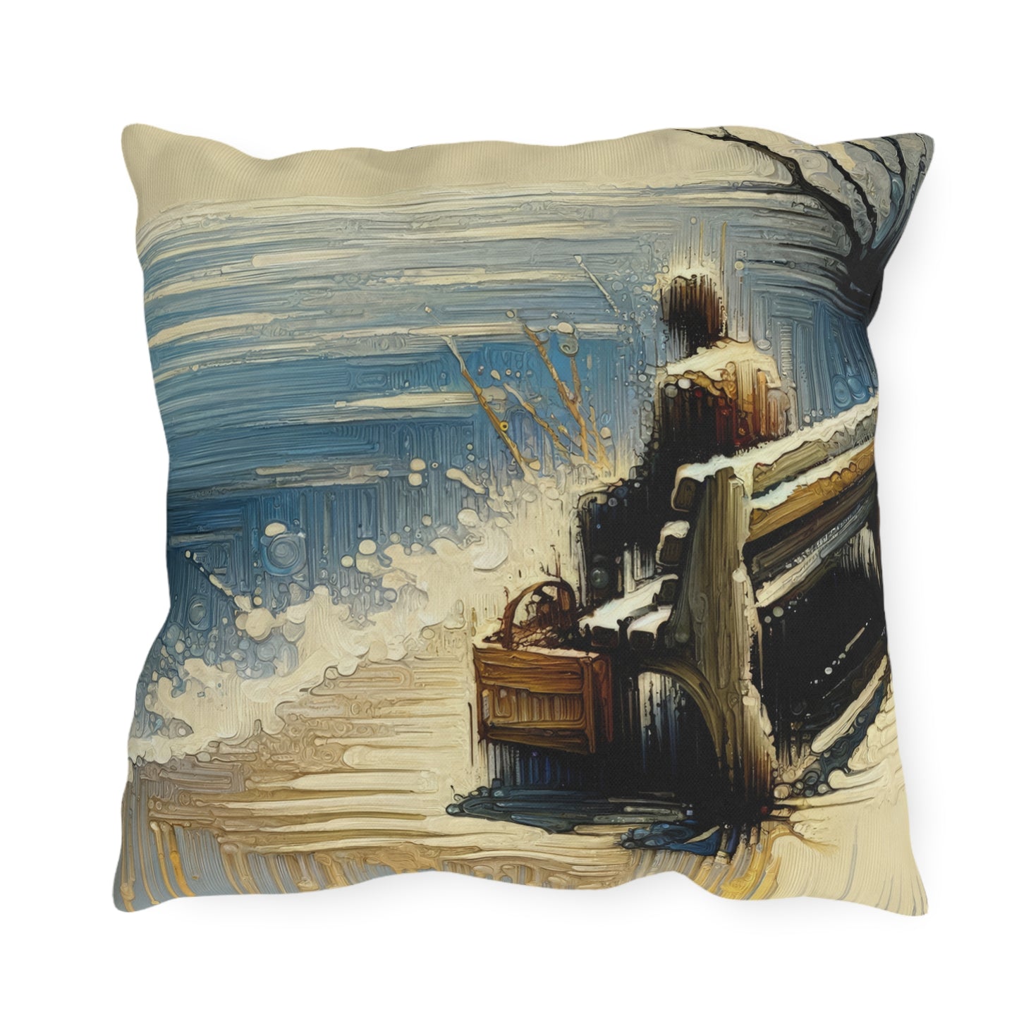 Seaside Solitude Tachism Outdoor Pillows