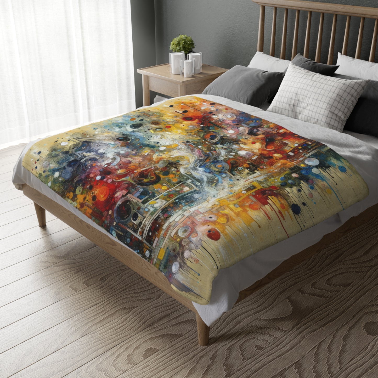 Perception Mosaic Abstract Velveteen Microfiber Blanket (Two-sided print)
