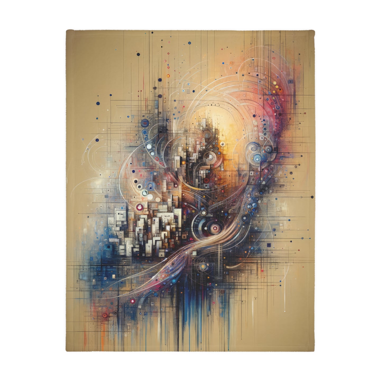 Digital Rhythmic Architecture Velveteen Microfiber Blanket (Two-sided print)