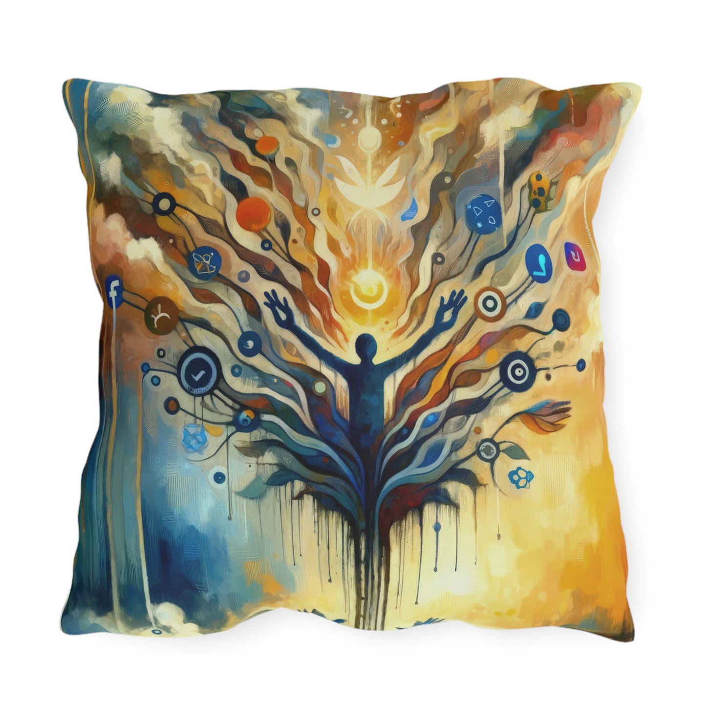Reflective Digital Meditation Outdoor Pillows