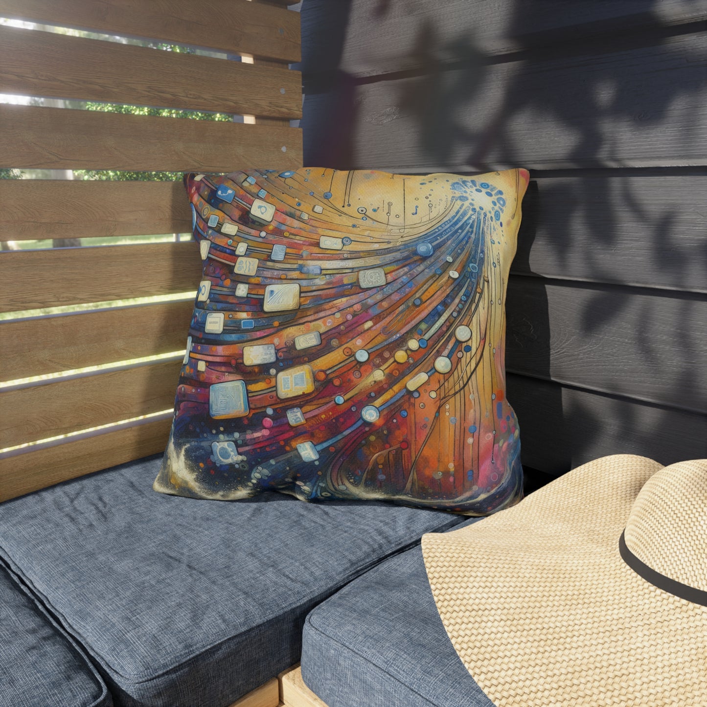 Digital Tapestry Weaving Outdoor Pillows