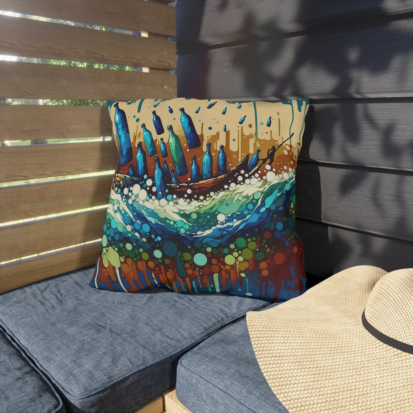 Oceanic Bottle Rescue Outdoor Pillows