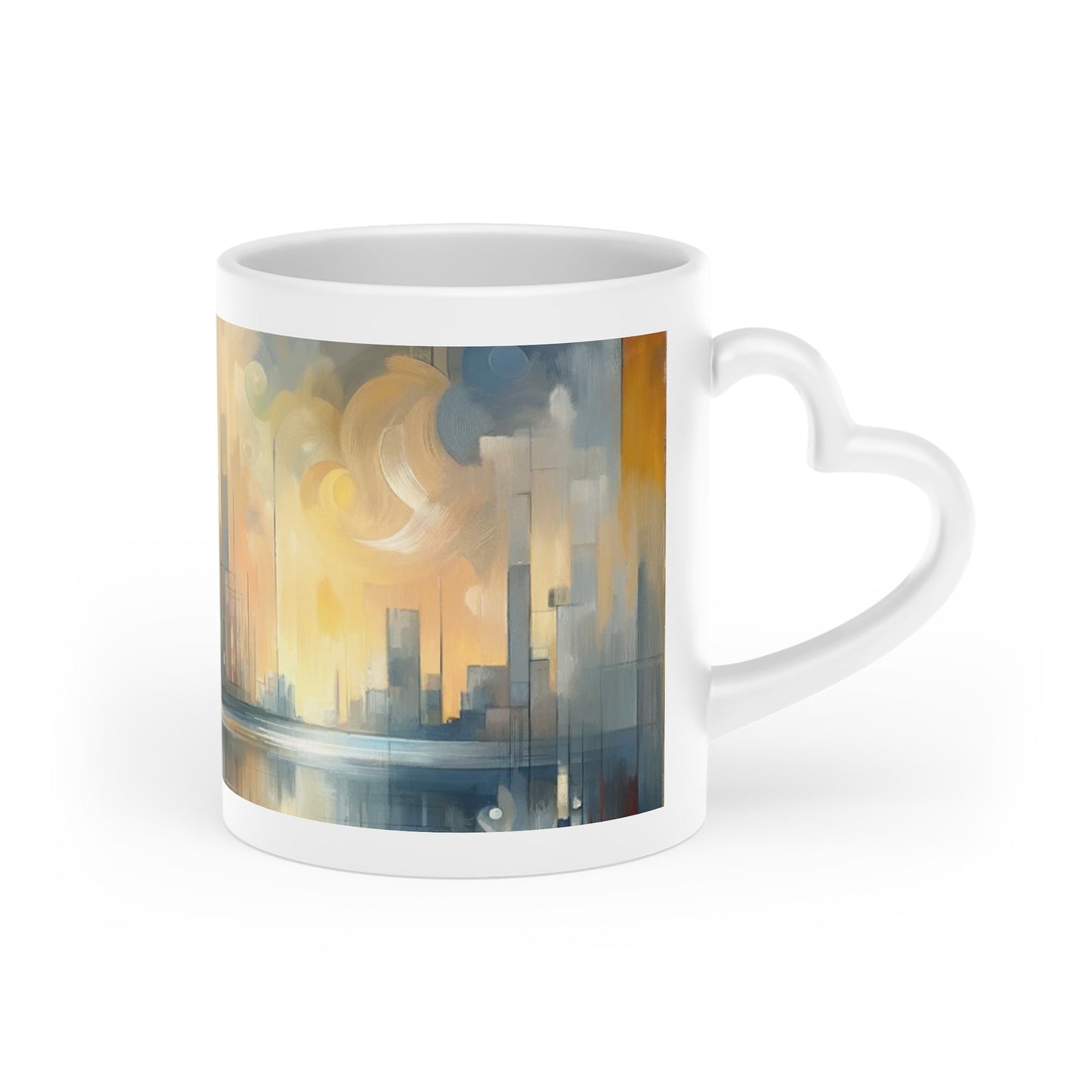 Abstract Buzzing Stillness Heart-Shaped Mug - ATUH.ART