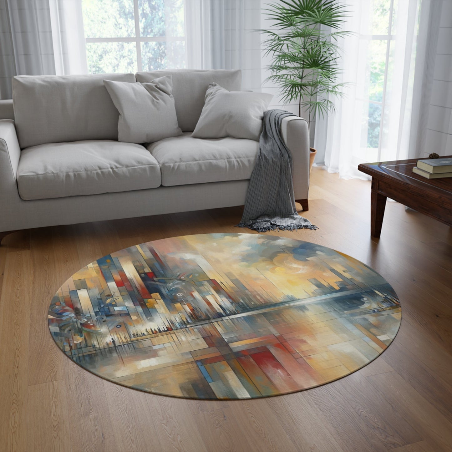 Abstract Buzzing Stillness Round Rug - ATUH.ART
