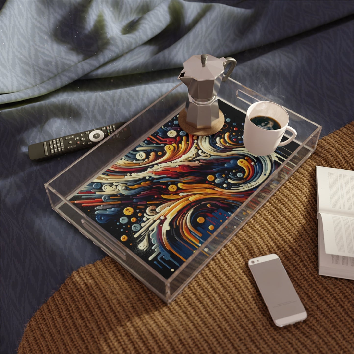 Abstract Financial Flux Acrylic Serving Tray - ATUH.ART