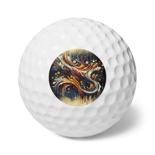 Abstract Financial Flux Golf Balls, 6pcs - ATUH.ART