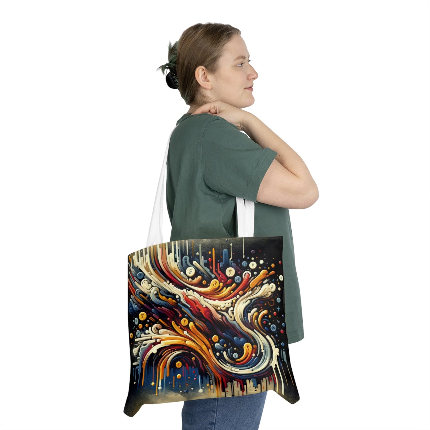 Abstract Financial Flux Shoulder Tote Bag (AOP) - ATUH.ART