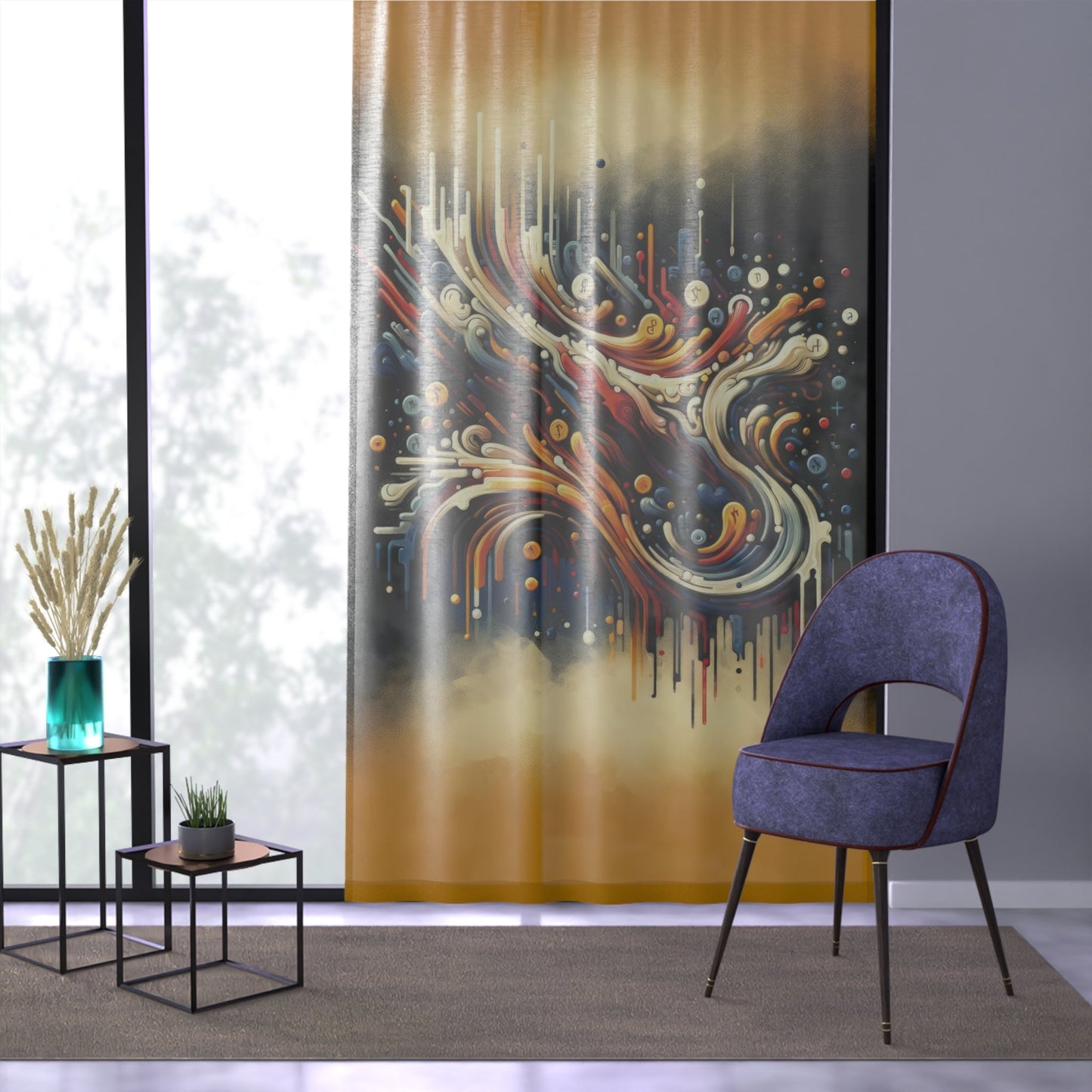 Abstract Financial Flux Window Curtain - ATUH.ART
