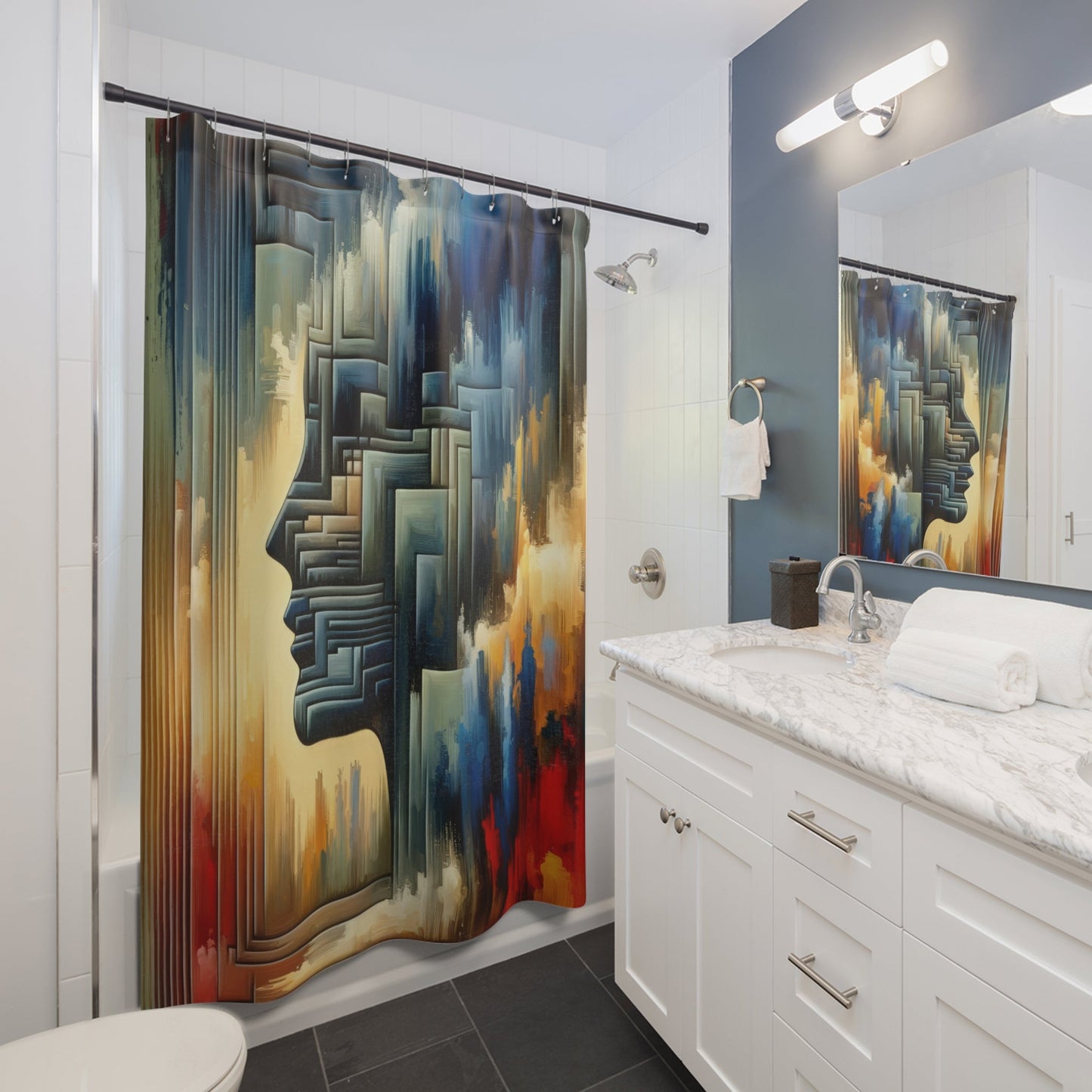 Abstract Geometric Boundaries Shower Curtains - ATUH.ART