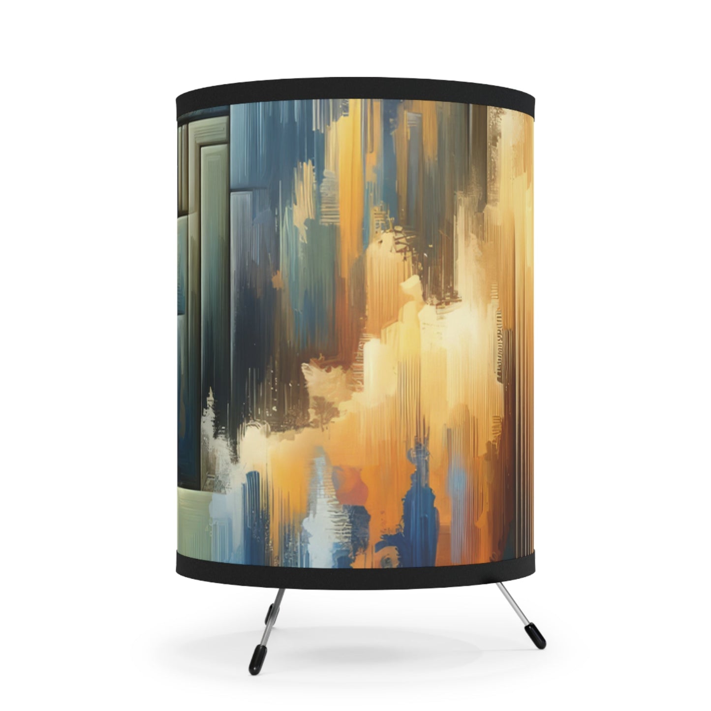 Abstract Geometric Boundaries Tripod Lamp with High-Res Printed Shade, US\CA plug - ATUH.ART