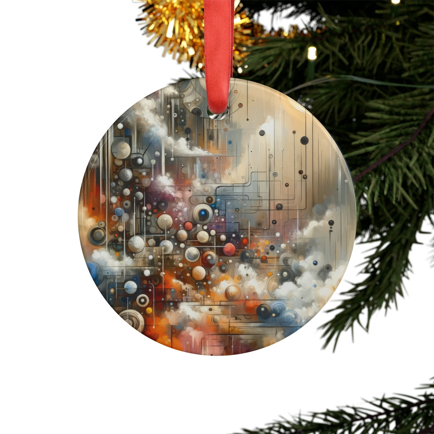 Abstract Mechanical Harmony Acrylic Ornament with Ribbon - ATUH.ART