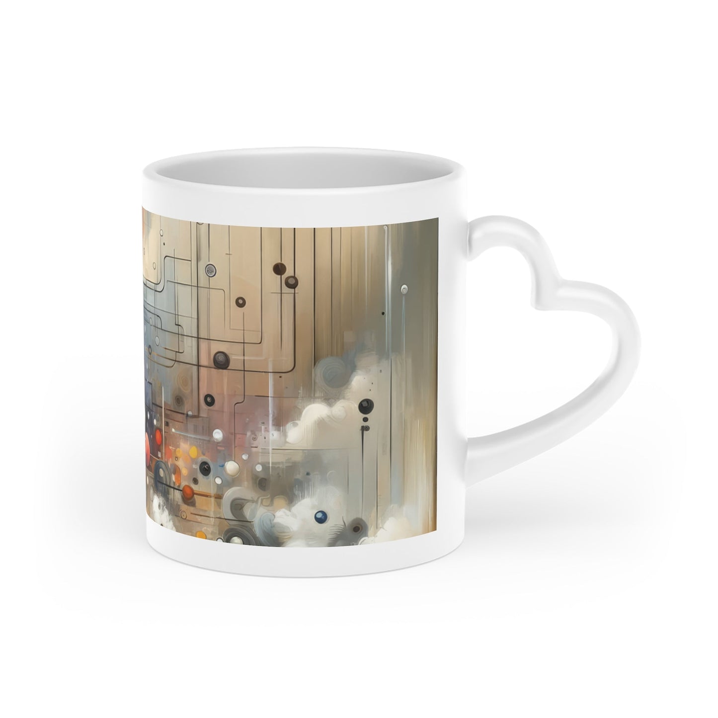 Abstract Mechanical Harmony Heart-Shaped Mug - ATUH.ART