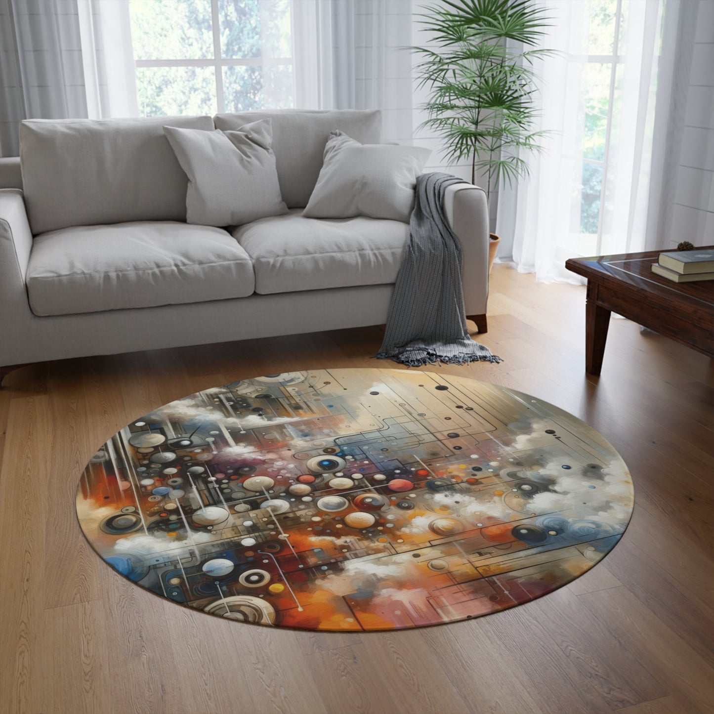 Abstract Mechanical Harmony Round Rug - ATUH.ART