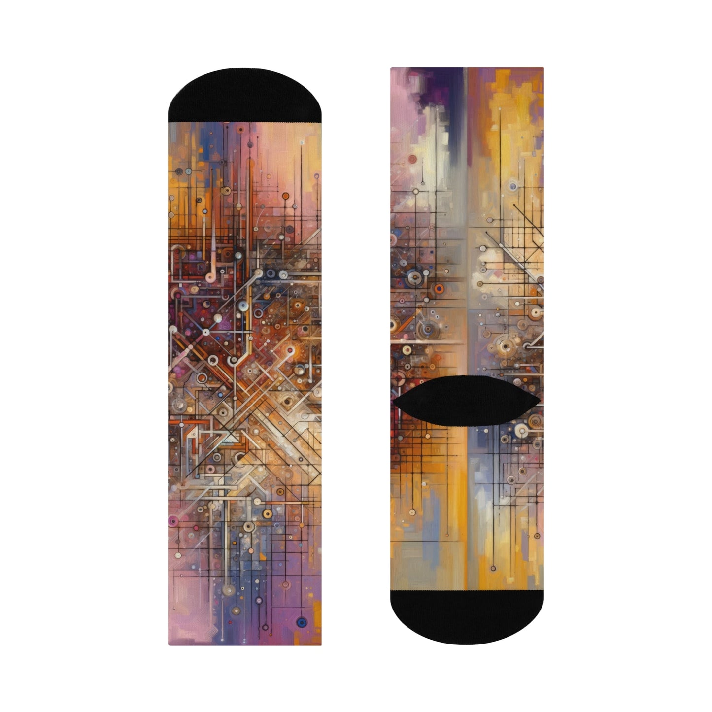 Abstract Structural Complexity Cushioned Crew Socks - ATUH.ART