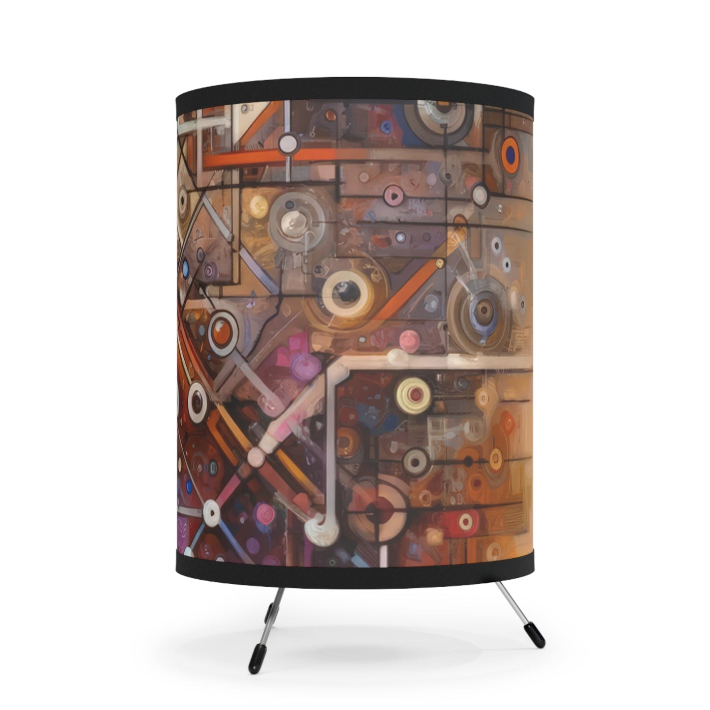 Abstract Structural Complexity Tripod Lamp with High-Res Printed Shade, US\CA plug - ATUH.ART