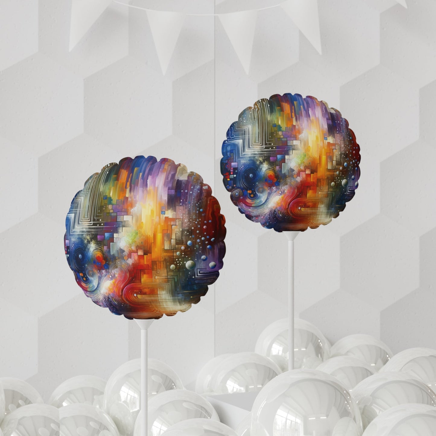 Abstract Technicolor Synthesis Balloon (Round and Heart-shaped), 11" - ATUH.ART