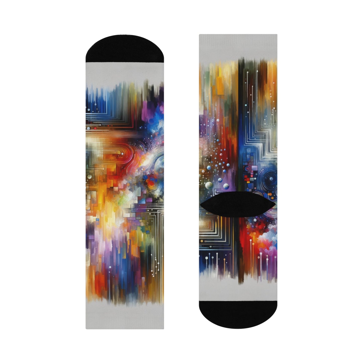 Abstract Technicolor Synthesis Cushioned Crew Socks - ATUH.ART