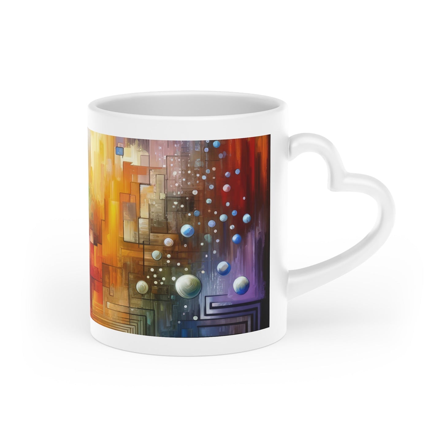 Abstract Technicolor Synthesis Heart-Shaped Mug - ATUH.ART