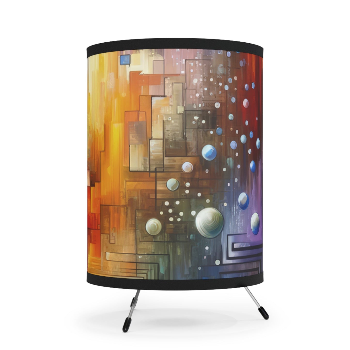 Abstract Technicolor Synthesis Tripod Lamp with High-Res Printed Shade, US\CA plug - ATUH.ART