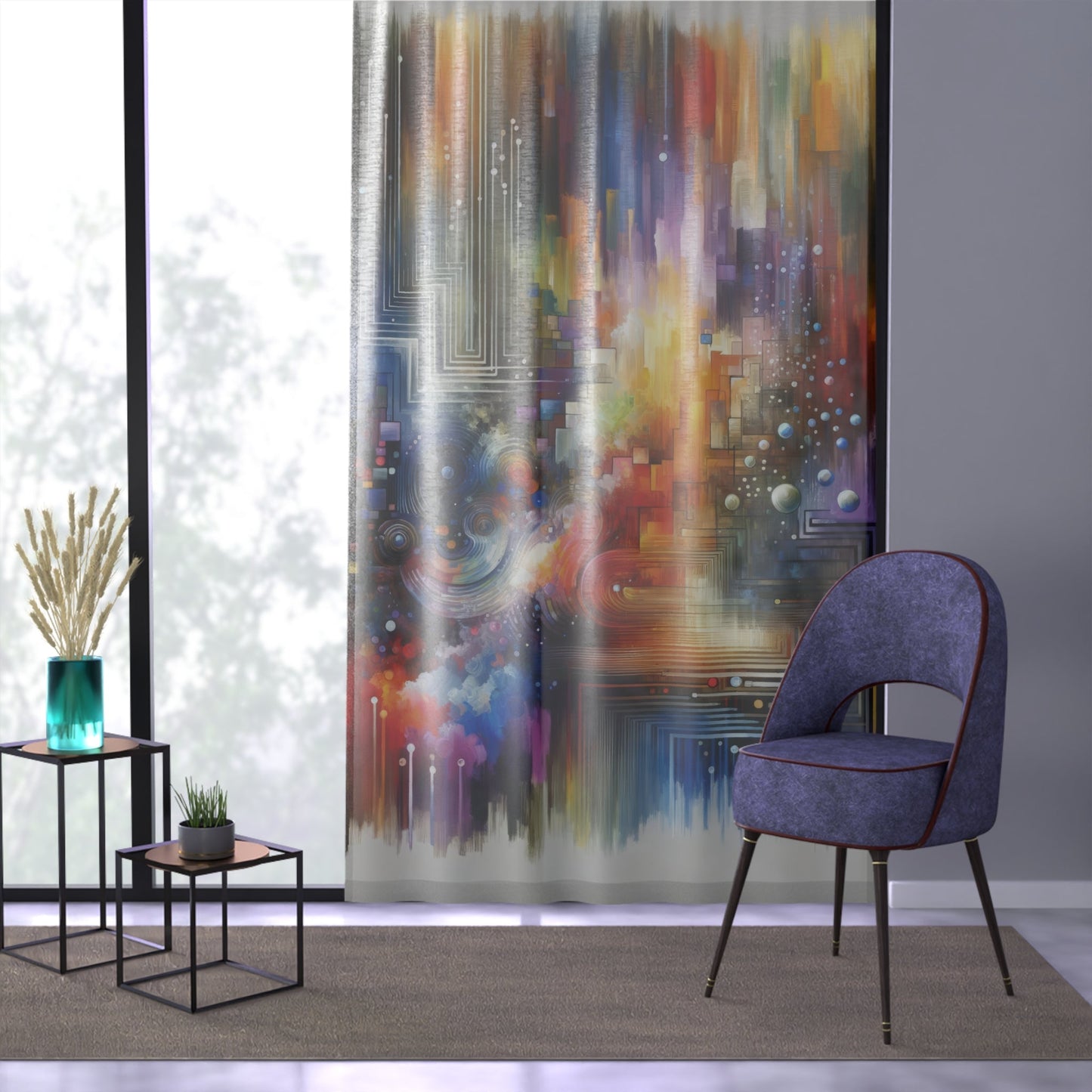 Abstract Technicolor Synthesis Window Curtain - ATUH.ART