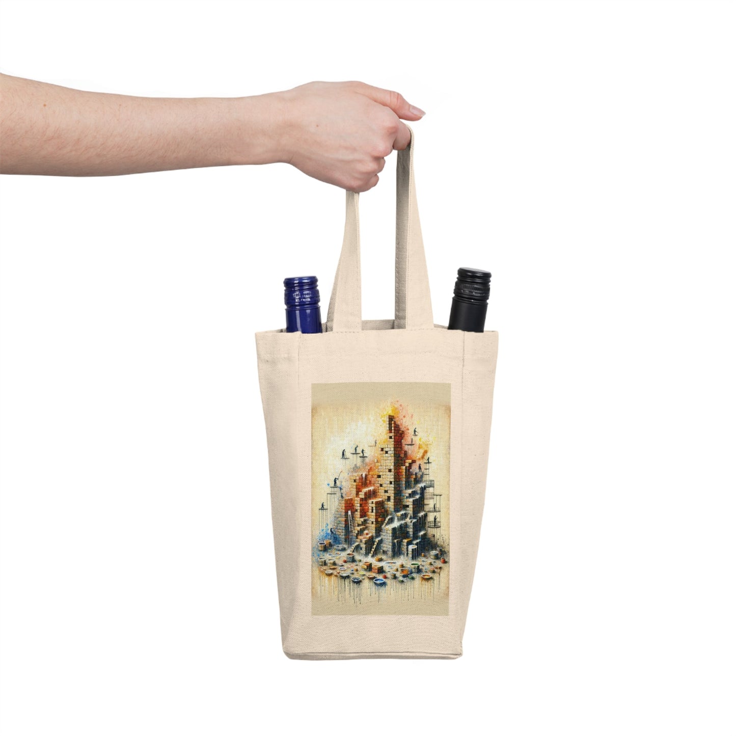 Actions Constructing Society Double Wine Tote Bag - ATUH.ART
