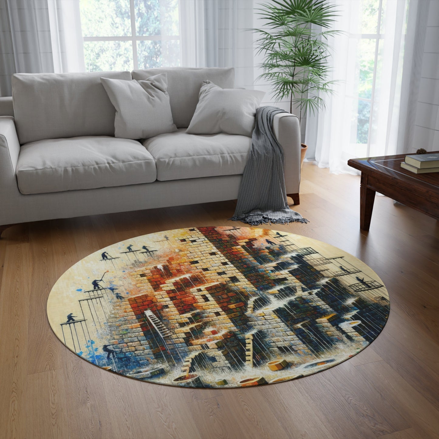 Actions Constructing Society Round Rug - ATUH.ART