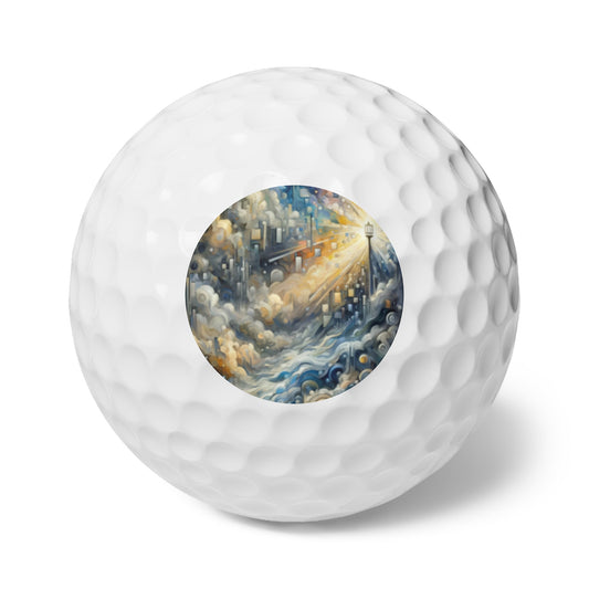 Adrift Beacon Tachism Golf Balls, 6pcs - ATUH.ART
