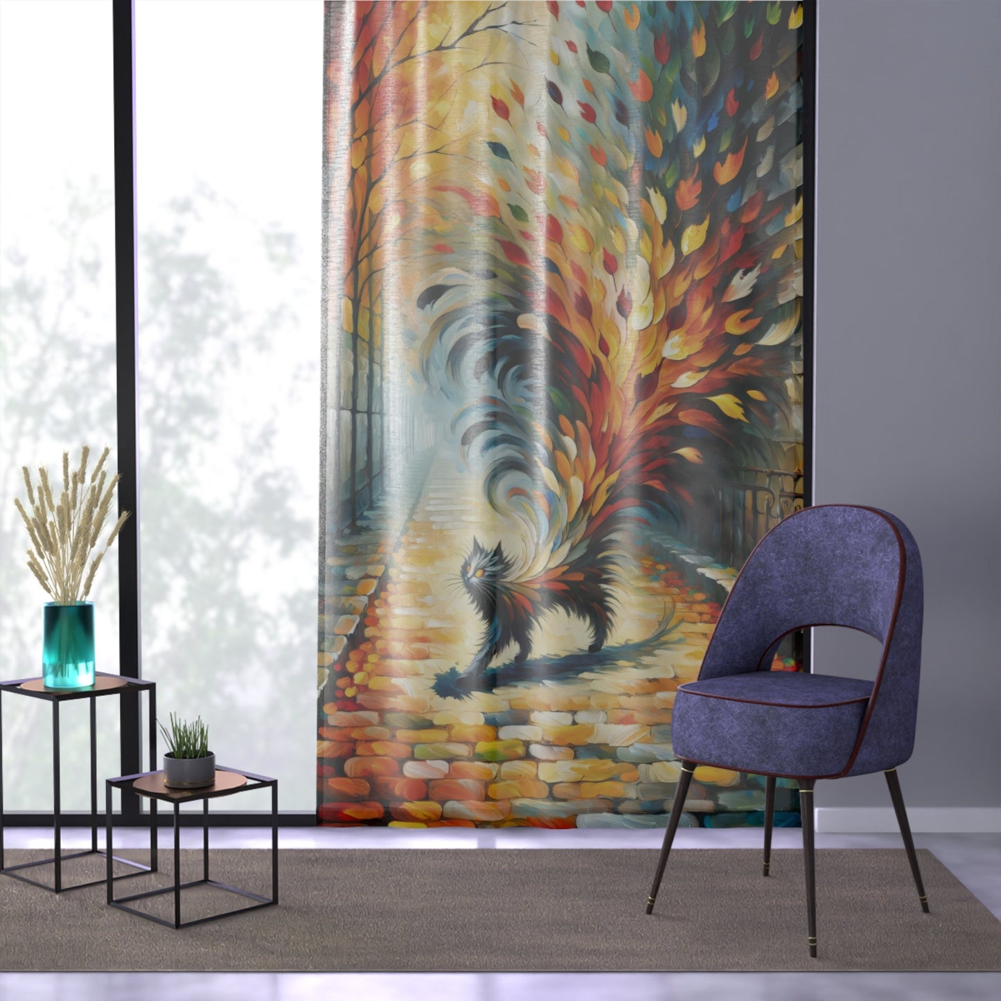 Autumn Whirlwind Escape Window Curtain - ATUH.ART