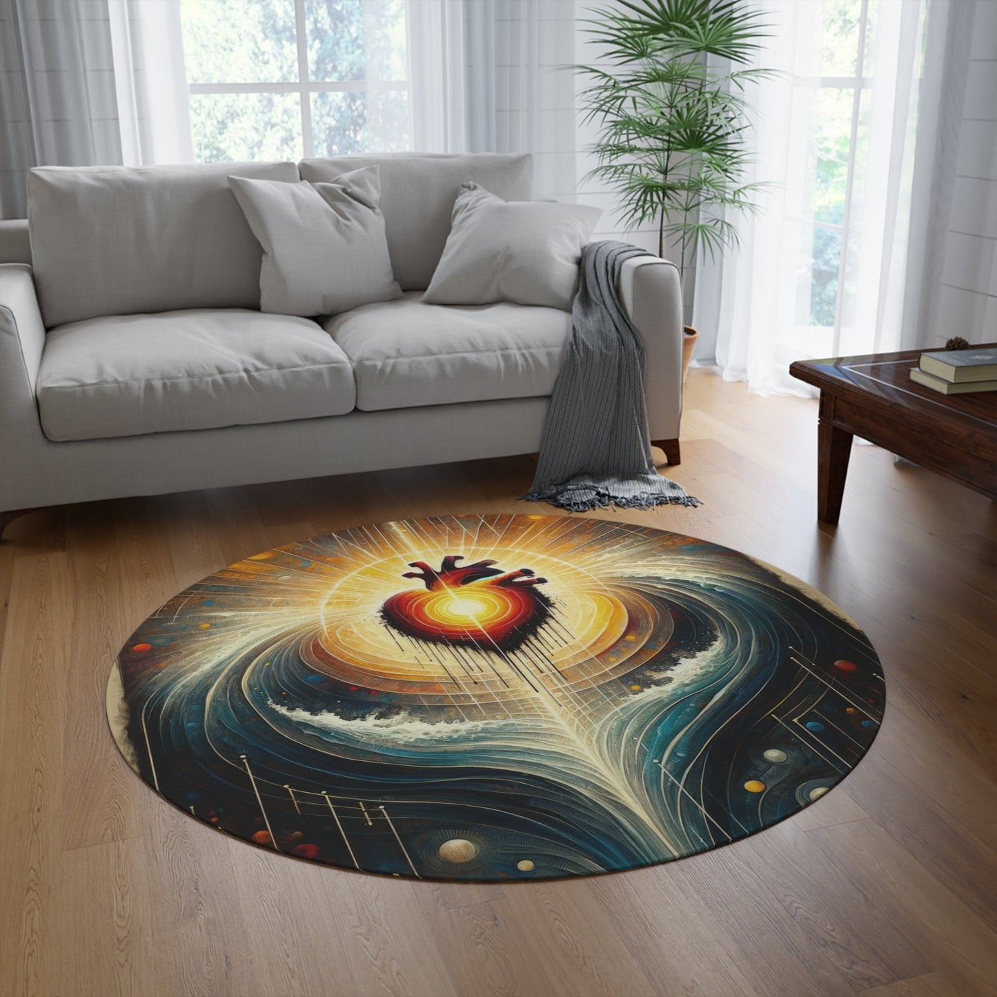 Awakened Heart Waves Round Rug - ATUH.ART
