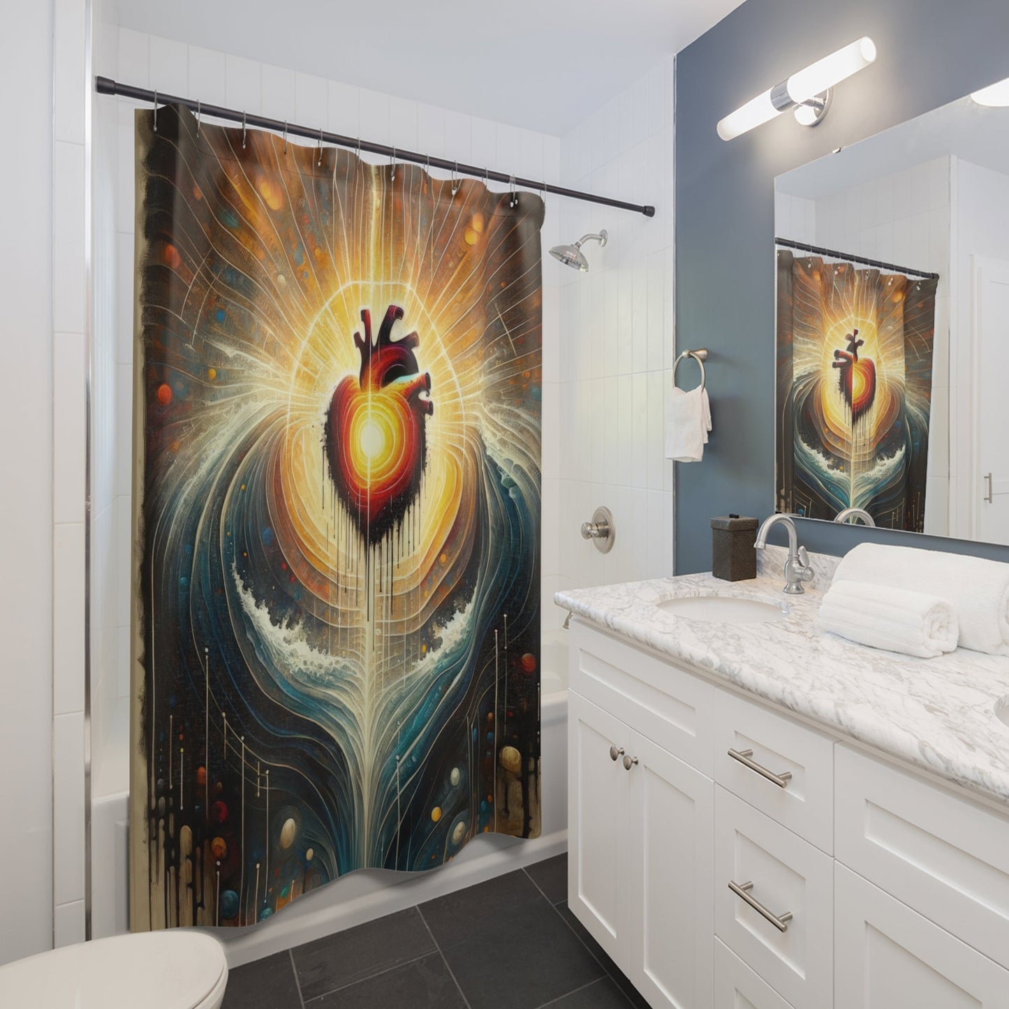 Awakened Heart Waves Shower Curtains - ATUH.ART
