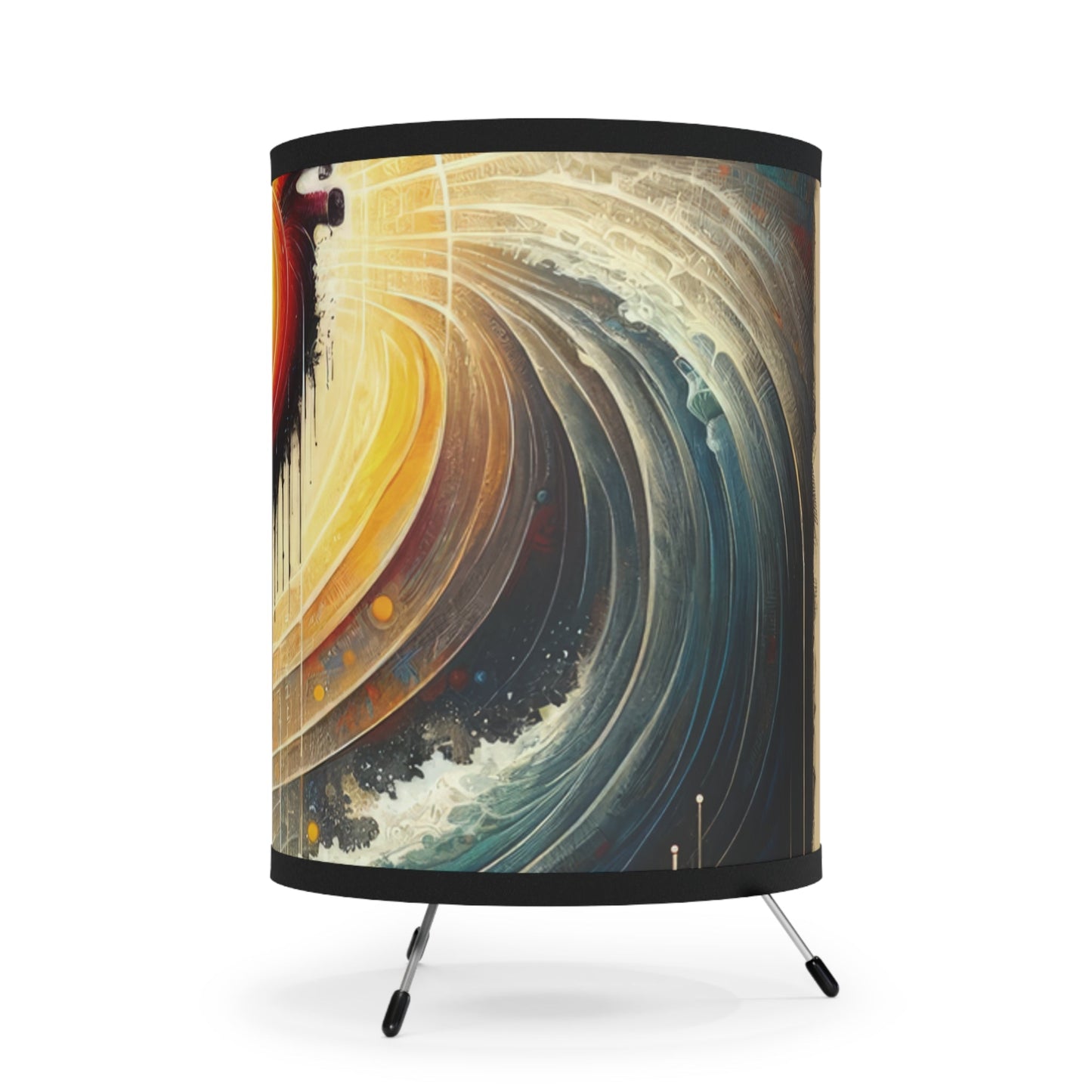 Awakened Heart Waves Tripod Lamp with High-Res Printed Shade, US\CA plug - ATUH.ART