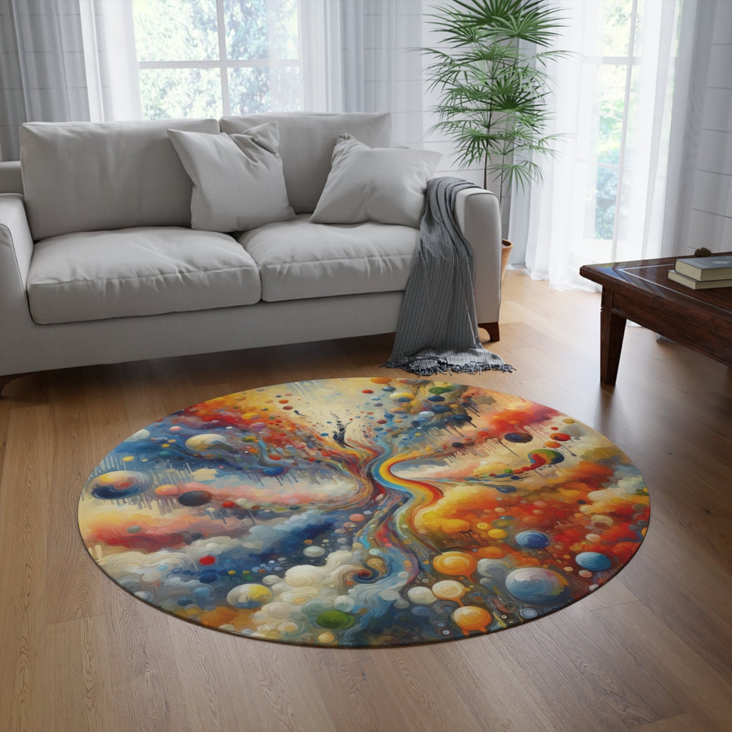 Choices Tachism Canvas Round Rug - ATUH.ART