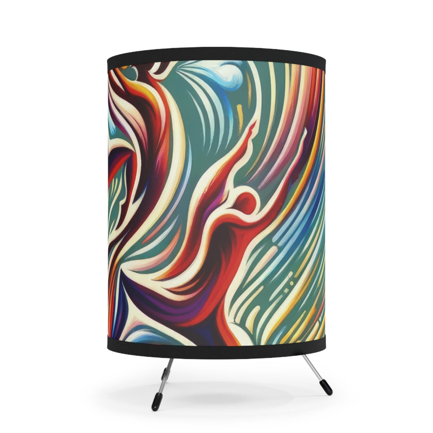 Choreographic Mindful Tachism Tripod Lamp with High-Res Printed Shade, US\CA plug - ATUH.ART