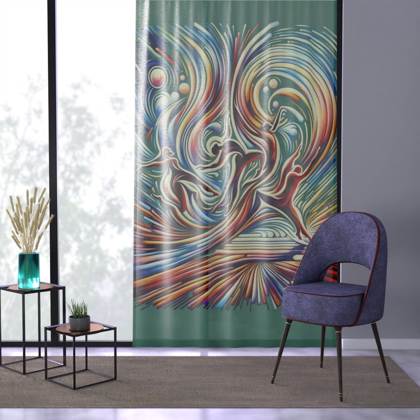 Choreographic Mindful Tachism Window Curtain - ATUH.ART