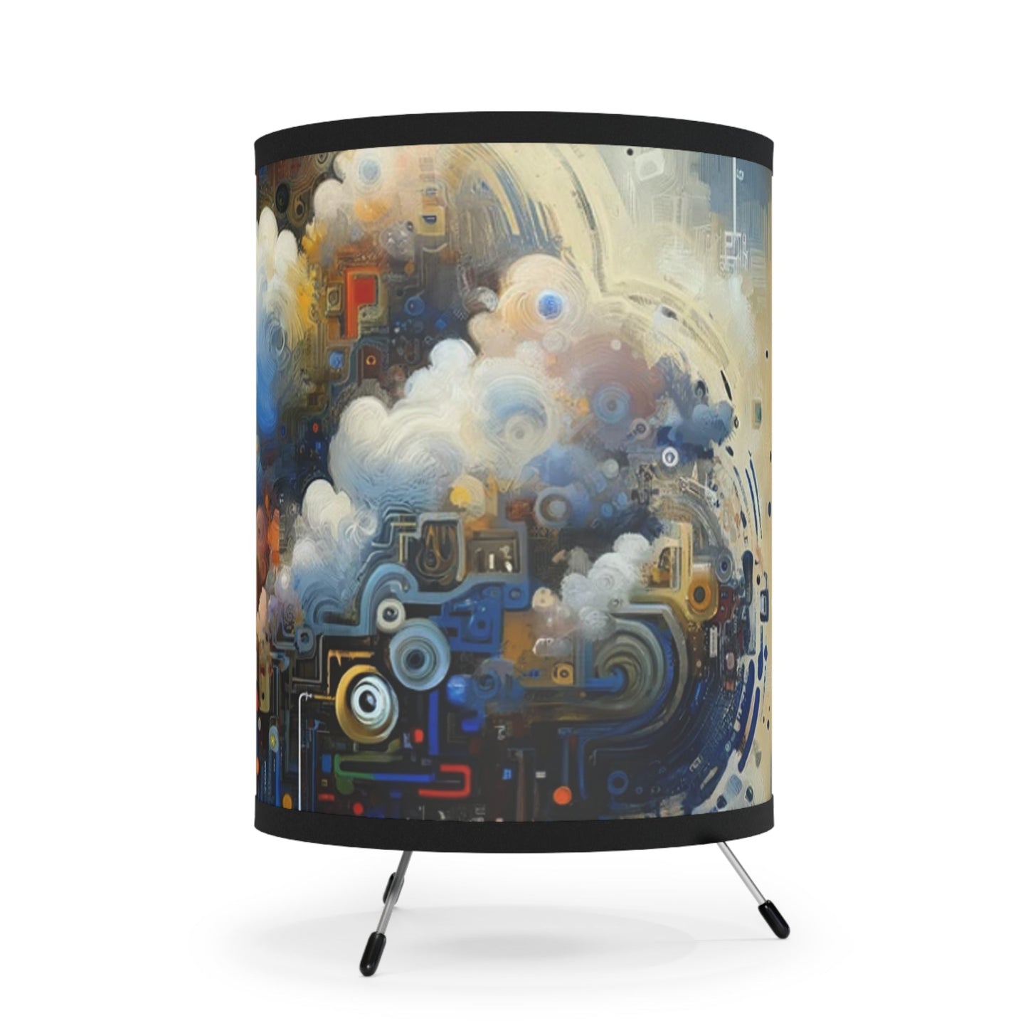 Cloud Community Crafting Tripod Lamp with High-Res Printed Shade, US\CA plug - ATUH.ART