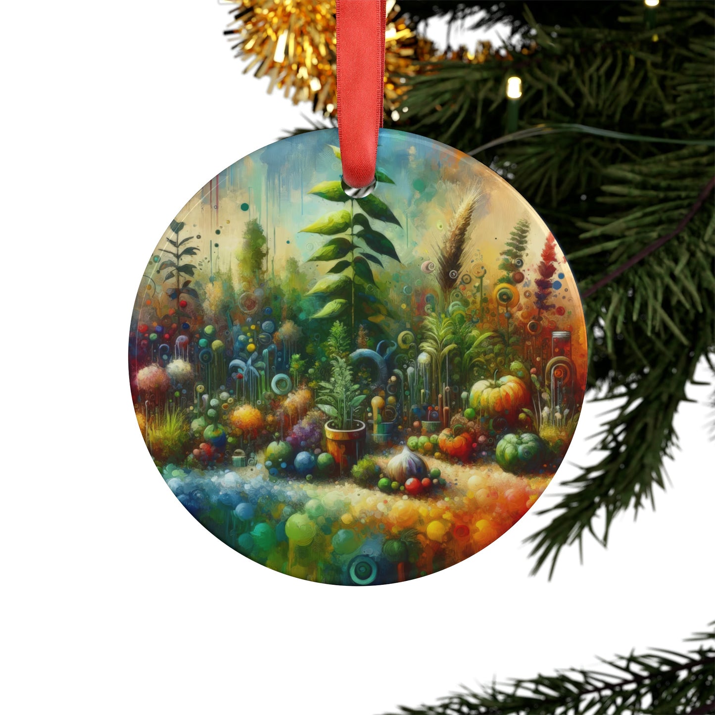 Communal Garden Microcosm Acrylic Ornament with Ribbon - ATUH.ART
