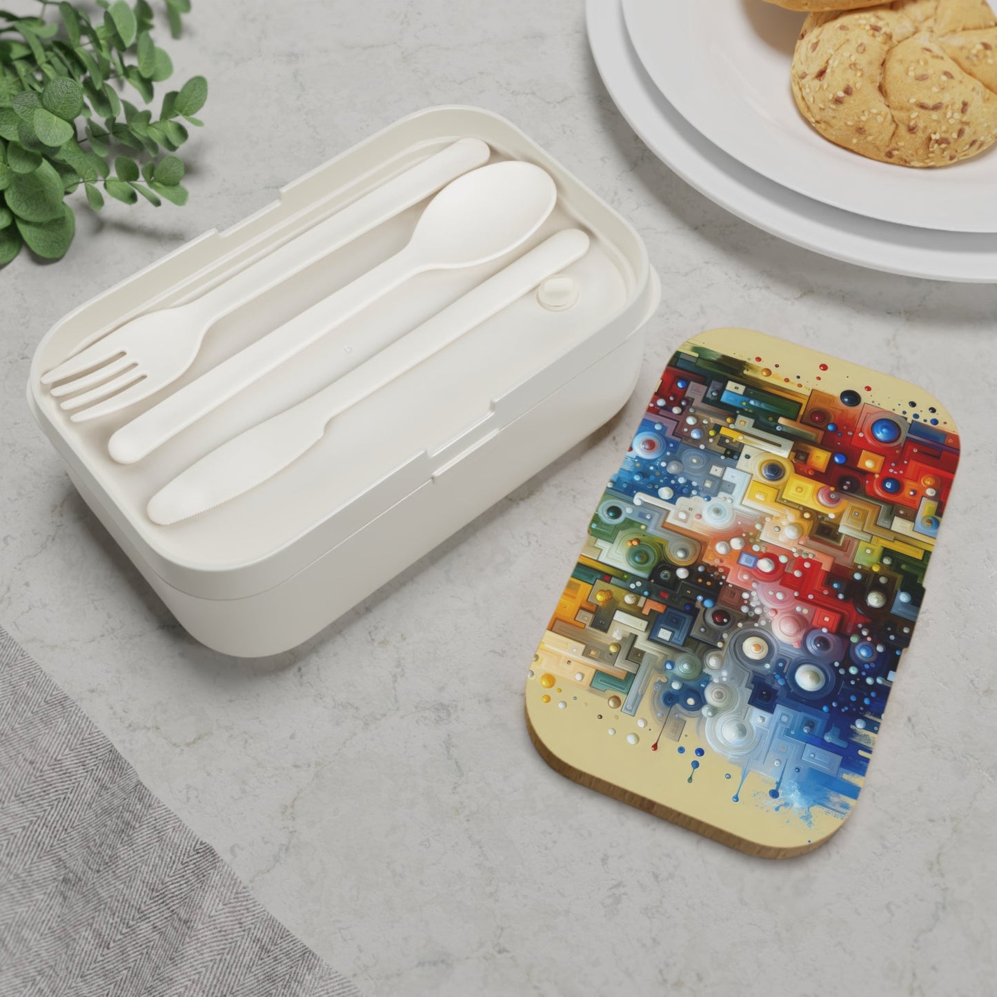 Connected Chromatic Tachism Bento Lunch Box - ATUH.ART