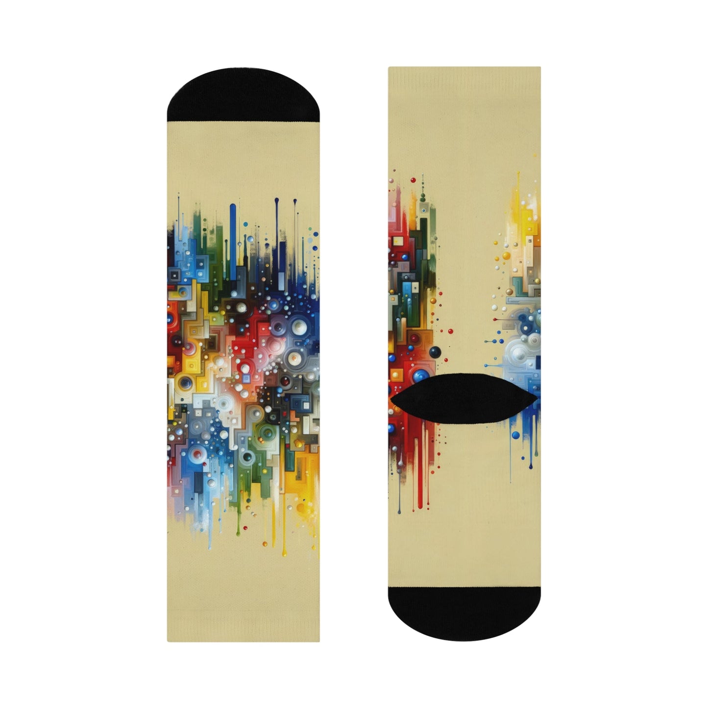 Connected Chromatic Tachism Cushioned Crew Socks - ATUH.ART