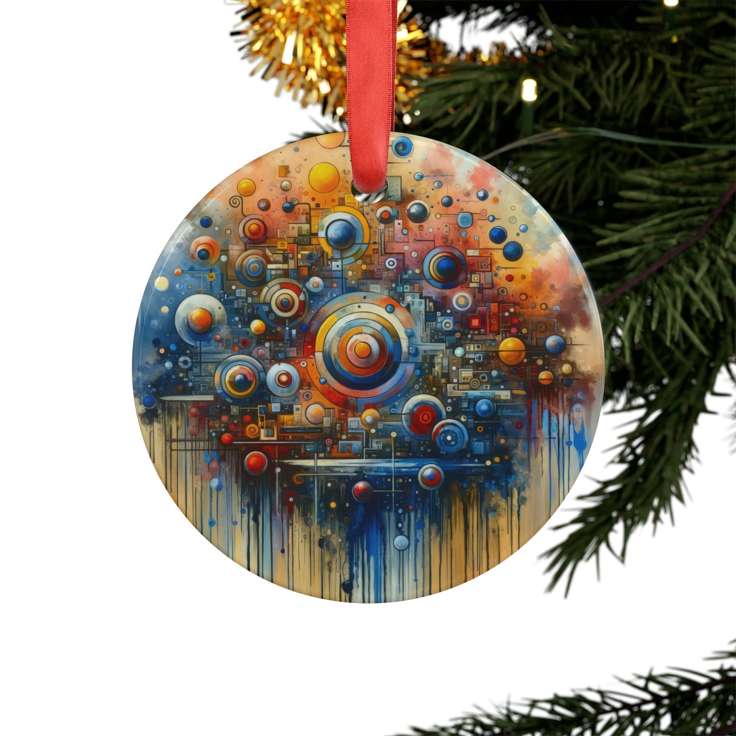 Connected Virtuality Canvas Acrylic Ornament with Ribbon - ATUH.ART