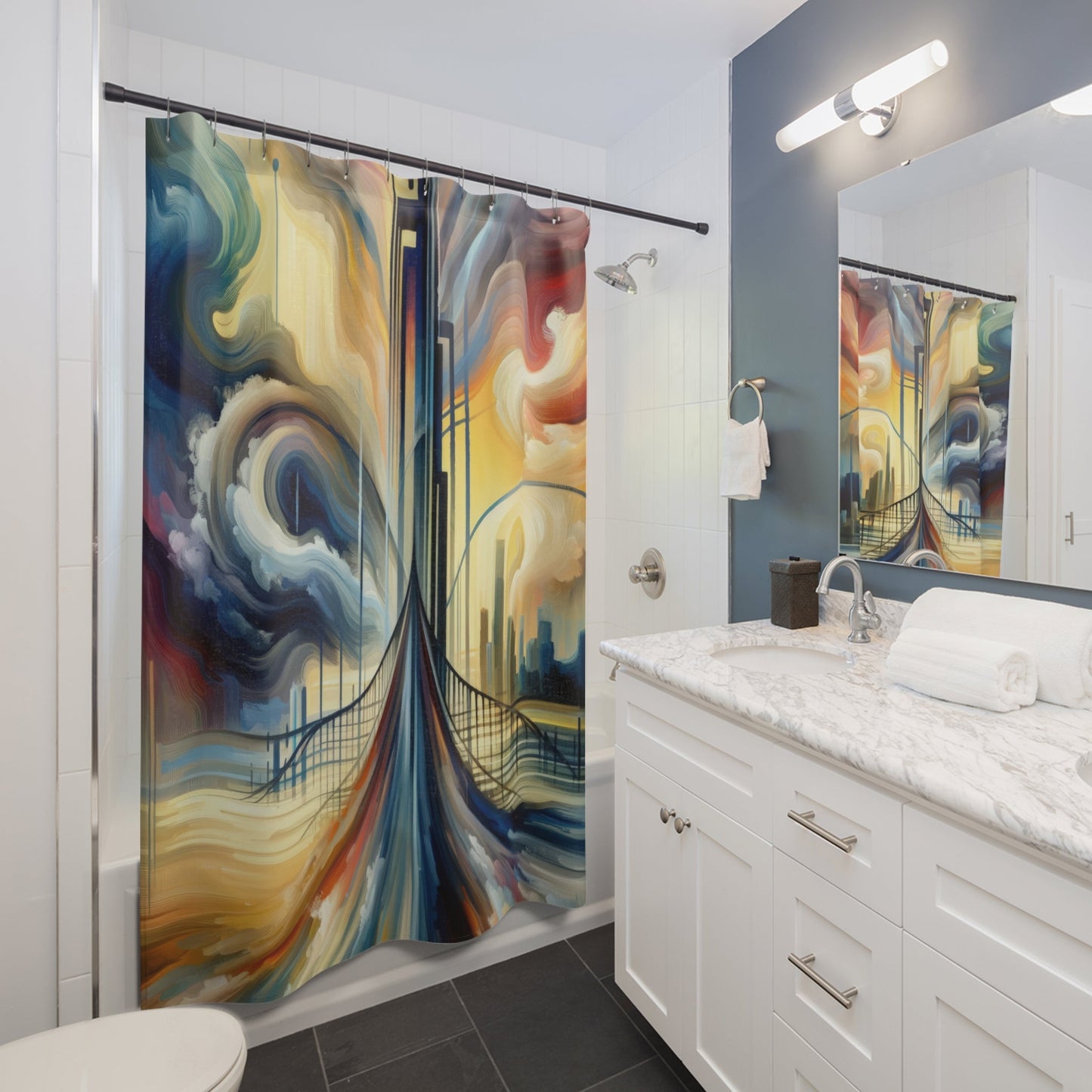 Conscious Bridge Tachism Shower Curtains - ATUH.ART